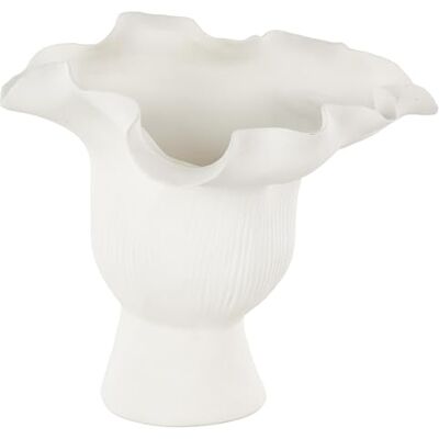 Deco 79 Ceramic Abstract Decorative Vase Floral Inspired Centerpiece Vase with Linear Grooves, Flower Vase for Home Decoration 9" x 8" x 8", White Deco 79 Ceramic Abstract Decorative Vase Floral Inspired Centerpiece Vase with Linear Grooves, Flower Vase for Home Decoration 9" x 8" x 8", White