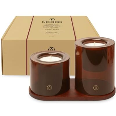 Spaas Giftbox Delight świece zapachowe z drewnianą tacą dekoracyjną Sunset Spark Spaas Giftbox Delight świece zapachowe z drewnianą tacą dekoracyjną Sunset Spark