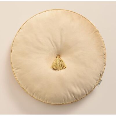 room99 Allure Okrągła poduszka 45 cm, poduszka ozdobna, poduszka do rzucania, poduszka dekoracyjna, poduszka na sofę, łóżko, kanapę, do salonu, dekoracyjny aksamit z frędzlami, kremowa, 1 sztuka room99 Allure Okrągła poduszka 45 cm, poduszka ozdobna, poduszka do rzucania, poduszka dekoracyjna, poduszka na sofę, łóżko, kanapę, do salonu, dekoracyjny aksamit z frędzlami, kremowa, 1 sztuka