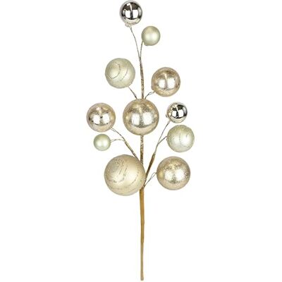 Flair Flower Sztuczna gałąź dekoracyjna, srebrna, 47 cm, dekoracja bożonarodzeniowa z błyszczącymi bombkami, bukiet bożonarodzeniowy, ozdoba świąteczna, gałązka, złote bombki, dekoracja stołu, wieniec adwentowy Flair Flower Sztuczna gałąź dekoracyjna, srebrna, 47 cm, dekoracja bożonarodzeniowa z błyszczącymi bombkami, bukiet bożonarodzeniowy, ozdoba świąteczna, gałązka, złote bombki, dekoracja stołu, wieniec adwentowy