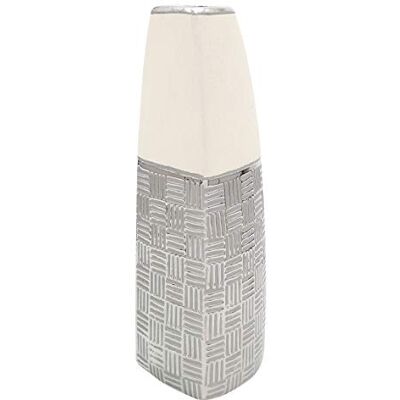 Dekohelden24 Szlachetny nowoczesny designerski ceramiczny wazon żagiel srebrno-szary biały, srebrno-szary, 30 cm Dekohelden24 Szlachetny nowoczesny designerski ceramiczny wazon żagiel srebrno-szary biały, srebrno-szary, 30 cm