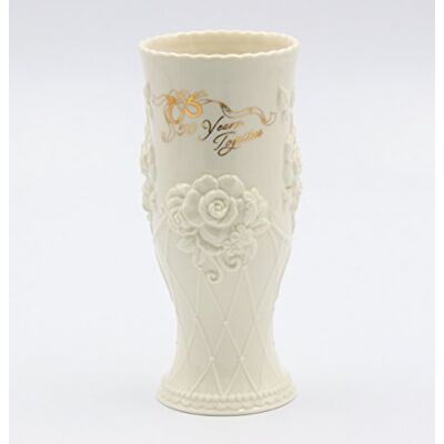 Cosmos Gifts COSMOS Ceramiczny wazon na 50-lecie, 17 cali, kość słoniowa, wysokość 17,8 cm Cosmos Gifts COSMOS Ceramiczny wazon na 50-lecie, 17 cali, kość słoniowa, wysokość 17,8 cm