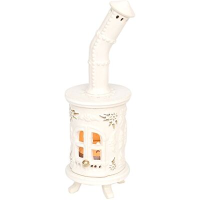 Dekohelden24 Ceramiczny — piec na podgrzewacze — biały ze złotym — sztuka ręczna ceramika, ok. 21 cm, 142110, biały Dekohelden24 Ceramiczny — piec na podgrzewacze — biały ze złotym — sztuka ręczna ceramika, ok. 21 cm, 142110, biały