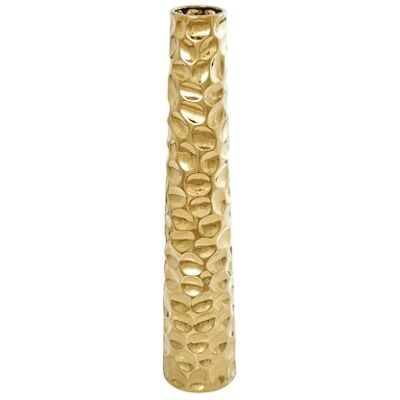 Deco 79 Ceramiczny geometryczny wazon bąbelkowy z wklęsłymi okręgami, 20 x 20 x 99 cm, złoty Deco 79 Ceramiczny geometryczny wazon bąbelkowy z wklęsłymi okręgami, 20 x 20 x 99 cm, złoty