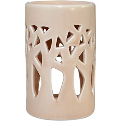 ZEN ARÔME Zen'Arôme Palnik perfum, wosk zapachowy, dyfuzor do olejków i zapachów, świecznik z ceramiki z projekcją światła, wys. 11 cm, beżowy las ZEN ARÔME Zen'Arôme Palnik perfum, wosk zapachowy, dyfuzor do olejków i zapachów, świecznik z ceramiki z projekcją światła, wys. 11 cm, beżowy las