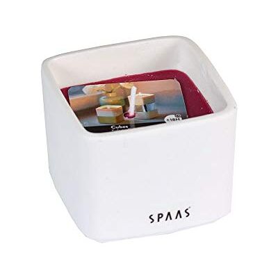 Spaas 6 Unscented Candles in White Porcelain Cube, ± 18 Hours, Wine Red Spaas 6 Unscented Candles in White Porcelain Cube, ± 18 Hours, Wine Red