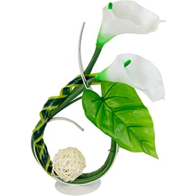 Flair Flower Dekoracja ze sztucznych kwiatów Calla kula dekoracyjna na metalu, dekoracja, stojak, dekoracja stołu, dekoracja mieszkania, obiekt dekoracyjny, dekoracja stołu, rzeźba, dekoracja weselna, figurka Flair Flower Dekoracja ze sztucznych kwiatów Calla kula dekoracyjna na metalu, dekoracja, stojak, dekoracja stołu, dekoracja mieszkania, obiekt dekoracyjny, dekoracja stołu, rzeźba, dekoracja weselna, figurka