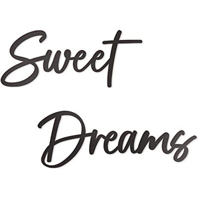 Vivegate Sweet Dreams metalowy znak, sztuka ścienna, dekoracja, 99 cm x 20 cm, czarny, nowoczesne słodkie sny, wiejskie znaki do powieszenia nad łóżkiem, dekoracja ścienna do sypialni Vivegate Sweet Dreams metalowy znak, sztuka ścienna, dekoracja, 99 cm x 20 cm, czarny, nowoczesne słodkie sny, wiejskie znaki do powieszenia nad łóżkiem, dekoracja ścienna do sypialni