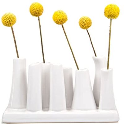 Chive Wielokomorowy wazon na kwiaty "Pooley 2" — uroczy, piękny ceramiczny wazon na kwiaty i rośliny domowe — biały Chive Wielokomorowy wazon na kwiaty "Pooley 2" — uroczy, piękny ceramiczny wazon na kwiaty i rośliny domowe — biały