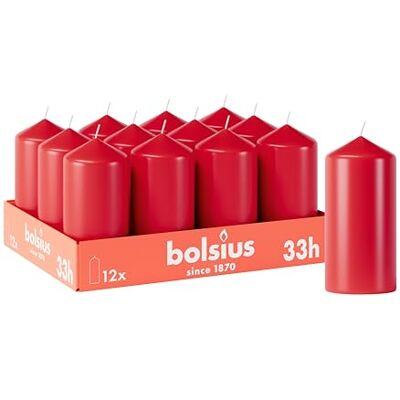 bolsius Gładkie świece pieńkowe – czerwone – 12 sztuk – 12 x 7 cm – dekoracyjne świece domowe – czas palenia 33 godziny – bezzapachowe – zawierają naturalny wosk roślinny – bez oleju palmowego bolsius Gładkie świece pieńkowe – czerwone – 12 sztuk – 12 x 7 cm – dekoracyjne świece domowe – czas palenia 33 godziny – bezzapachowe – zawierają naturalny wosk roślinny – bez oleju palmowego