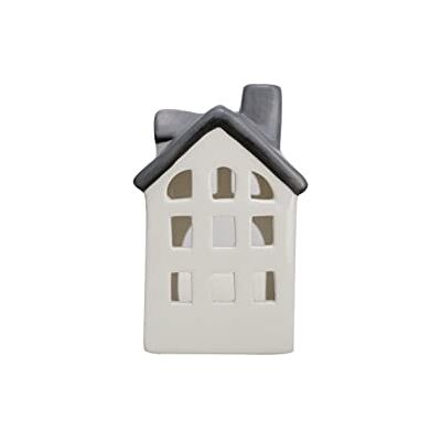 HEITMANN DECO Ceramiczny świecznik na podgrzewacze dom biały/szary ok. 15 x 9,5 cm HEITMANN DECO Ceramiczny świecznik na podgrzewacze dom biały/szary ok. 15 x 9,5 cm