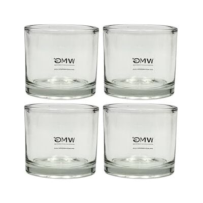 Dekohelden24 Szklanki na lampiony/podgrzewacze w zestawie 4 szt., przezroczyste/przezroczyste ze szkła, proste i eleganckie, wymiary: wys./Ø ok. 8 x 9 cm Dekohelden24 Szklanki na lampiony/podgrzewacze w zestawie 4 szt., przezroczyste/przezroczyste ze szkła, proste i eleganckie, wymiary: wys./Ø ok. 8 x 9 cm
