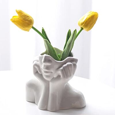 Romehaha Wazon na twarz, wazon na kwiaty, dekoracja biurka, ceramiczny wazon na ciało, kobieca forma, idealna dekoracja półki, nowoczesny wystrój stołu wiejskiego, mały, uroczy wazon, półka, wazon na Romehaha Wazon na twarz, wazon na kwiaty, dekoracja biurka, ceramiczny wazon na ciało, kobieca forma, idealna dekoracja półki, nowoczesny wystrój stołu wiejskiego, mały, uroczy wazon, półka, wazon na