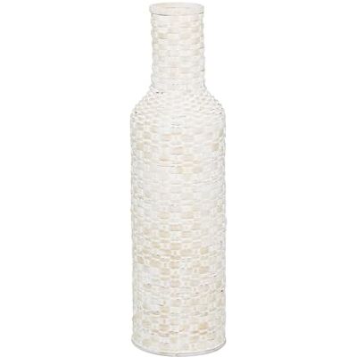 Deco 79 Wysoki tkany wazon podłogowy z drewna bambusowego, 23 cm x 23 cm x 76 cm, biały Deco 79 Wysoki tkany wazon podłogowy z drewna bambusowego, 23 cm x 23 cm x 76 cm, biały
