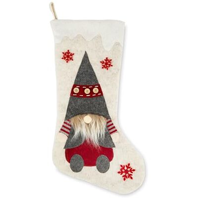 Excelsa Świąteczna skarpeta z gnomem, Święto Trzech Króli, 47,8 x 25,7 cm, świąteczna dekoracja z tkaniny, biało-czerwona Excelsa Świąteczna skarpeta z gnomem, Święto Trzech Króli, 47,8 x 25,7 cm, świąteczna dekoracja z tkaniny, biało-czerwona
