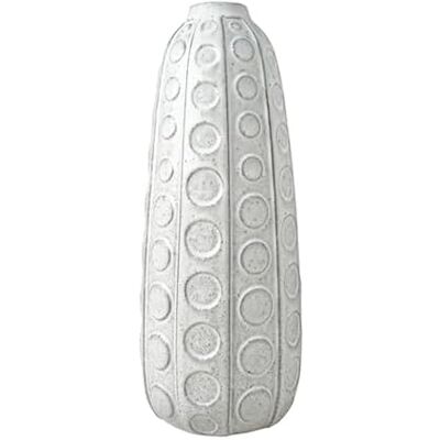 MIKASA Biały wytłaczany wazon ceramiczny w kropki, 15 x 15 x 40 cm MIKASA Biały wytłaczany wazon ceramiczny w kropki, 15 x 15 x 40 cm