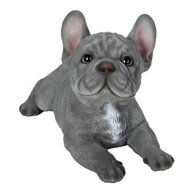 HI-LINE Gift Ltd. Tranquil Blue Hues: Polyresin leżący buldog francuski figurka w kolorze szarym niebieskim HI-LINE Gift Ltd. Tranquil Blue Hues: Polyresin leżący buldog francuski figurka w kolorze szarym niebieskim
