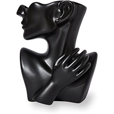 Katoonx Ceramiczna grecka statuetka wazon na twarz czarna kreatywna rzeźba głowy do dekoracji wnętrz Katoonx Ceramiczna grecka statuetka wazon na twarz czarna kreatywna rzeźba głowy do dekoracji wnętrz