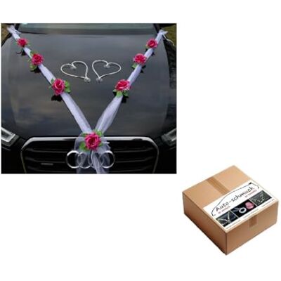 Auto-schmuck so einfach so kreativ Organza M + serca, dla panny młodej, róża, dekoracja samochodu, dekoracja na wesele, girlanda ratanowa, ozdoba samochodu osobowego (fioletowa/biała/biała) Auto-schmuck so einfach so kreativ Organza M + serca, dla panny młodej, róża, dekoracja samochodu, dekoracja na wesele, girlanda ratanowa, ozdoba samochodu osobowego (fioletowa/biała/biała)