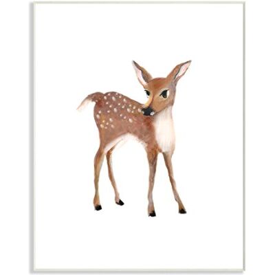 Stupell Industries Baby Deer Illustration tabliczka ścienna Art wielokolorowa Stupell Industries Baby Deer Illustration tabliczka ścienna Art wielokolorowa