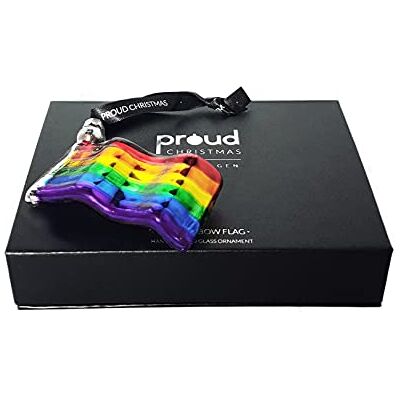 Proud Christmas PC001 ozdoba szklana z flagą tęczową, szkło, Rainbow, 8 x 5 cm Proud Christmas PC001 ozdoba szklana z flagą tęczową, szkło, Rainbow, 8 x 5 cm