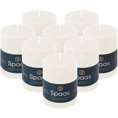 Spaas 8x Rustykalna świeca filarowa 70/95 mm 35h biała Spaas 8x Rustykalna świeca filarowa 70/95 mm 35h biała