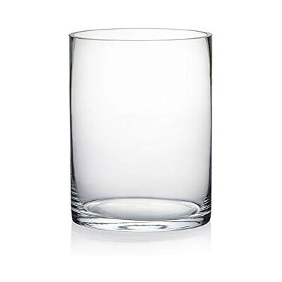 WGVI Wazon cylinder WGV, szerokość 15 cm, wysokość 20 cm, przezroczysty szklany pojemnik, terrarium, świecznik, dekoracyjny element weselny, impreza, wystrój biura domowego, 1 sztuka WGVI Wazon cylinder WGV, szerokość 15 cm, wysokość 20 cm, przezroczysty szklany pojemnik, terrarium, świecznik, dekoracyjny element weselny, impreza, wystrój biura domowego, 1 sztuka