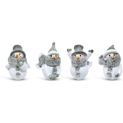 Ganz Miniaturowe brokatowe figurki bałwana 3,8 cm zestaw 4 różnych stylów Ganz Miniaturowe brokatowe figurki bałwana 3,8 cm zestaw 4 różnych stylów