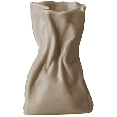 WENSHUO Chwyć papierową torebkę, ręcznie robiony, ceramiczny wazon, marszczona papierowa torba do aranżacji kwiatowych, salonu, dekoracji stołu obiadowego (glazura kokosowa) WENSHUO Chwyć papierową torebkę, ręcznie robiony, ceramiczny wazon, marszczona papierowa torba do aranżacji kwiatowych, salonu, dekoracji stołu obiadowego (glazura kokosowa)