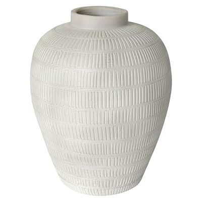 Deco 79 Ceramiczny teksturowany wazon z liniowym wzorem, 38 cm x 38 cm x 48 cm, kremowy Deco 79 Ceramiczny teksturowany wazon z liniowym wzorem, 38 cm x 38 cm x 48 cm, kremowy
