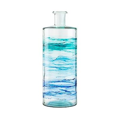 H&H wazon frances ze szkła z recyklingu zdobione jasnoniebieski h 40 cm H&H wazon frances ze szkła z recyklingu zdobione jasnoniebieski h 40 cm