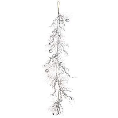 EUROCINSA Ref.28217 NAVIDAD girlanda z poliestru, kolor srebrny, pudełko z 1 sztuką, 180 cm EUROCINSA Ref.28217 NAVIDAD girlanda z poliestru, kolor srebrny, pudełko z 1 sztuką, 180 cm
