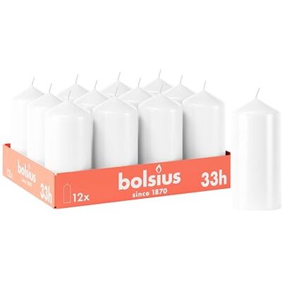bolsius Gładkie świece pieńkowe – białe – 12 sztuk – 12 x 7 cm – dekoracyjne świece domowe – czas palenia 33 godziny – bezzapachowe – zawierają naturalny wosk roślinny – bez oleju palmowego bolsius Gładkie świece pieńkowe – białe – 12 sztuk – 12 x 7 cm – dekoracyjne świece domowe – czas palenia 33 godziny – bezzapachowe – zawierają naturalny wosk roślinny – bez oleju palmowego