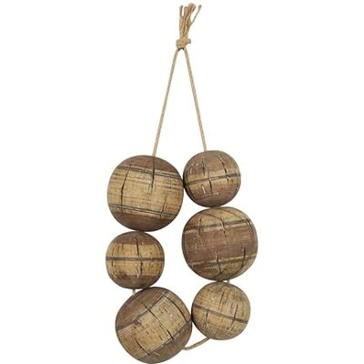 Deco 79 Dekoracja postarzana rzeźba ścienna w paski, 6 sznurków z wiszącą liną, sosna, brązowa, 8,2 dł. x 3,9 W Deco 79 Dekoracja postarzana rzeźba ścienna w paski, 6 sznurków z wiszącą liną, sosna, brązowa, 8,2 dł. x 3,9 W