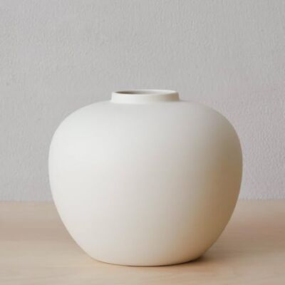 WENSHUO Wazon zaprojektowany w pełni księżyca, kształtujący sztukę kwiatową i eksponujący rośliny hydroponiczne, 16,5 cm × 18,3 cm, matowy Crème WENSHUO Wazon zaprojektowany w pełni księżyca, kształtujący sztukę kwiatową i eksponujący rośliny hydroponiczne, 16,5 cm × 18,3 cm, matowy Crème