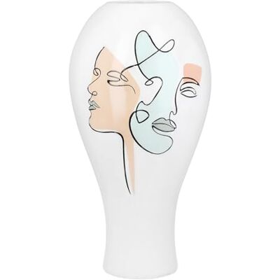 Casablanca modernes Design Casablanca wazon Voir – żywica syntetyczna – biały – motyw twarzy – wysokość 36 cm x Ø 19 cm – waza dekoracyjna z brzuchem Casablanca modernes Design Casablanca wazon Voir – żywica syntetyczna – biały – motyw twarzy – wysokość 36 cm x Ø 19 cm – waza dekoracyjna z brzuchem