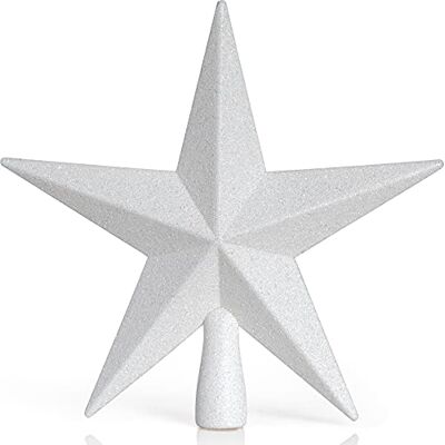 Ornativity Brokatowa ozdoba na choinkę w kształcie gwiazdy Boże Narodzenie dekoracyjna ozdoba z gwiazdą Betlejem (biała) Ornativity Brokatowa ozdoba na choinkę w kształcie gwiazdy Boże Narodzenie dekoracyjna ozdoba z gwiazdą Betlejem (biała)