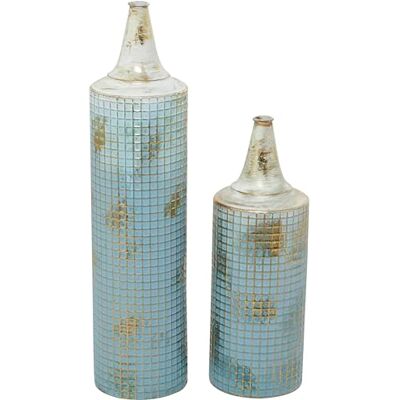 Deco 79 Metalowy wazon wysoki, zestaw 2 szt., 63,5 cm, 45 cm wys Deco 79 Metalowy wazon wysoki, zestaw 2 szt., 63,5 cm, 45 cm wys