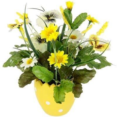Flair Flower Sztuczne kwiaty, stokrotki w doniczce, jajko, 22 cm, dekoracja wielkanocna, jajko wielkanocne, dekoracja stołu, dekoracja wielkanocna, sztuczne kwiaty wiosenne, mini kwiaty, żółte Flair Flower Sztuczne kwiaty, stokrotki w doniczce, jajko, 22 cm, dekoracja wielkanocna, jajko wielkanocne, dekoracja stołu, dekoracja wielkanocna, sztuczne kwiaty wiosenne, mini kwiaty, żółte
