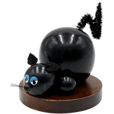 Dekohelden24 Drewniana figurka wędzarnicza kot, w kolorze brązowym, ok. 11 cm, 730302 Dekohelden24 Drewniana figurka wędzarnicza kot, w kolorze brązowym, ok. 11 cm, 730302