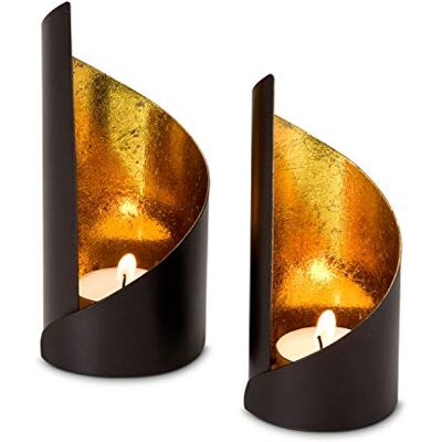 ROMINOX Artykuł prezentowy na świeczki typu tealight, ze złotą folią, Boże Narodzenie, przyjęcie przy grillu, Walentynki, Dzień Matki; różne wzory (waves (zestaw 2 szt.) ROMINOX Artykuł prezentowy na świeczki typu tealight, ze złotą folią, Boże Narodzenie, przyjęcie przy grillu, Walentynki, Dzień Matki; różne wzory (waves (zestaw 2 szt.)