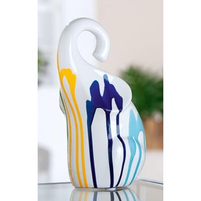 GILDE Figurka ceramiczna słoń, glazurowana, biała, wysokość 26 cm, szerokość 14 cm, głębokość 13 cm GILDE Figurka ceramiczna słoń, glazurowana, biała, wysokość 26 cm, szerokość 14 cm, głębokość 13 cm