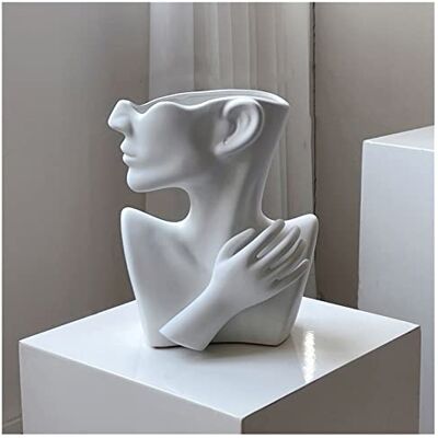 Katoonx Ceramiczny wazon na kwiaty z głową do dekoracji wnętrz (matowy biały) Katoonx Ceramiczny wazon na kwiaty z głową do dekoracji wnętrz (matowy biały)