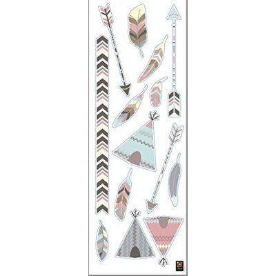PLAGE dekoracyjna naklejka ścienna namiot indiański dzieci 24 x 68 cm, winyl, kolorowa, 68 x 0,1 x 24 cm PLAGE dekoracyjna naklejka ścienna namiot indiański dzieci 24 x 68 cm, winyl, kolorowa, 68 x 0,1 x 24 cm