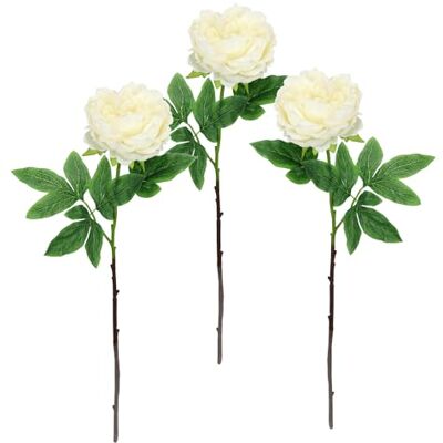 Flair Flower Sztuczny kwiat, róża, piwonie, gałązka, pojedynczy kwiat, łodyga, florystyka, sztuczne kwiaty, dodatek do sztucznych bukietów i bukietów kwiatowych, dekoracja kwiatowa, zestaw 3 szt., biały Flair Flower Sztuczny kwiat, róża, piwonie, gałązka, pojedynczy kwiat, łodyga, florystyka, sztuczne kwiaty, dodatek do sztucznych bukietów i bukietów kwiatowych, dekoracja kwiatowa, zestaw 3 szt., biały