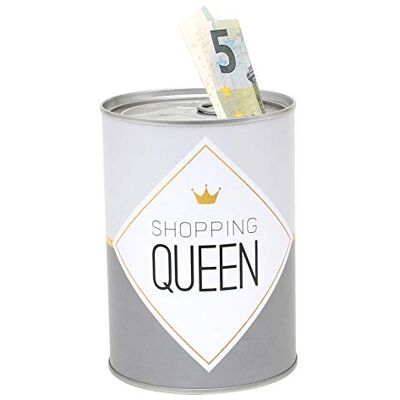 Dekohelden24 155546 metalowa skarbonka — wzór puszki na konserwy — motyw: ShoppingQueen-Ø 8,6 cm x wys. 12 cm Dekohelden24 155546 metalowa skarbonka — wzór puszki na konserwy — motyw: ShoppingQueen-Ø 8,6 cm x wys. 12 cm