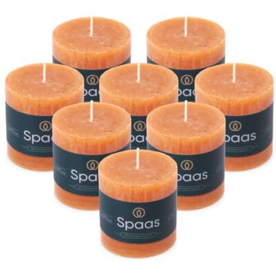 Spaas 8x Rustykalna świeca filarowa 70/70 mm 25h pomarańczowa Spaas 8x Rustykalna świeca filarowa 70/70 mm 25h pomarańczowa