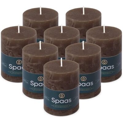 Spaas 8x Rustykalna świeca filarowa 70/95 mm 35h ciemnobrązowa Spaas 8x Rustykalna świeca filarowa 70/95 mm 35h ciemnobrązowa
