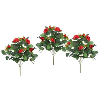 Flair Flower Sztuczny krzew róż, 34 cm, zestaw 3 szt., sztuczna róża, bukiet róż, bukiet róż, bukiet kwiatów, krzak, dekoracja ślubna, czerwona Flair Flower Sztuczny krzew róż, 34 cm, zestaw 3 szt., sztuczna róża, bukiet róż, bukiet róż, bukiet kwiatów, krzak, dekoracja ślubna, czerwona