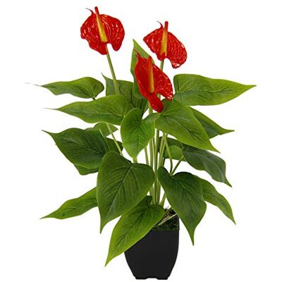 Flair Flower Sztuczna roślina anturium w doniczce, anturium, egzotyczny kwiat flaminga, egzotyczna roślina z czerwonymi kwiatami, sztuczna roślina dekoracyjna, sztuczne kwiaty, dekoracja pokojowa, Calla Flair Flower Sztuczna roślina anturium w doniczce, anturium, egzotyczny kwiat flaminga, egzotyczna roślina z czerwonymi kwiatami, sztuczna roślina dekoracyjna, sztuczne kwiaty, dekoracja pokojowa, Calla